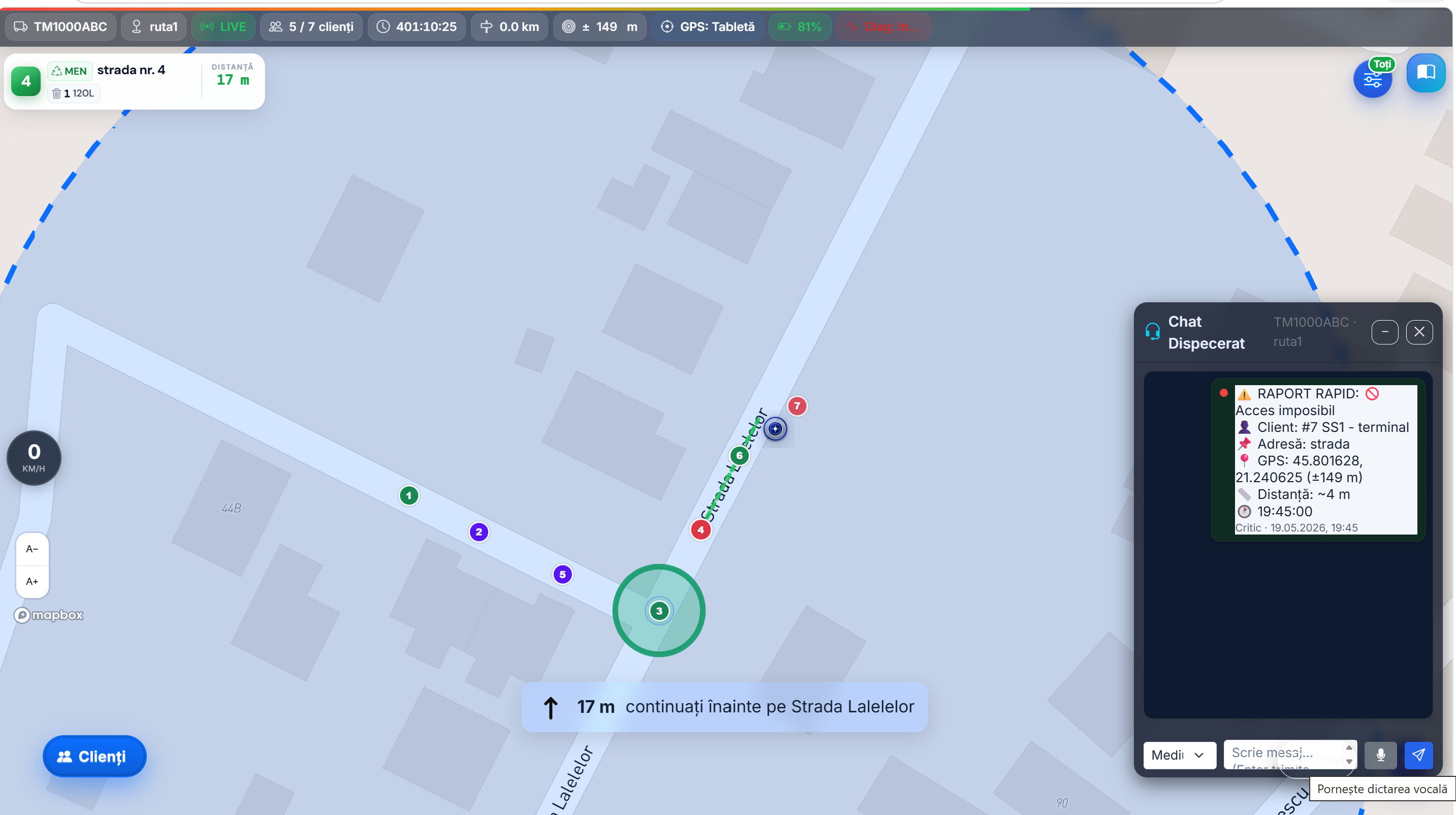 Driver App cu actiuni si suport in teren