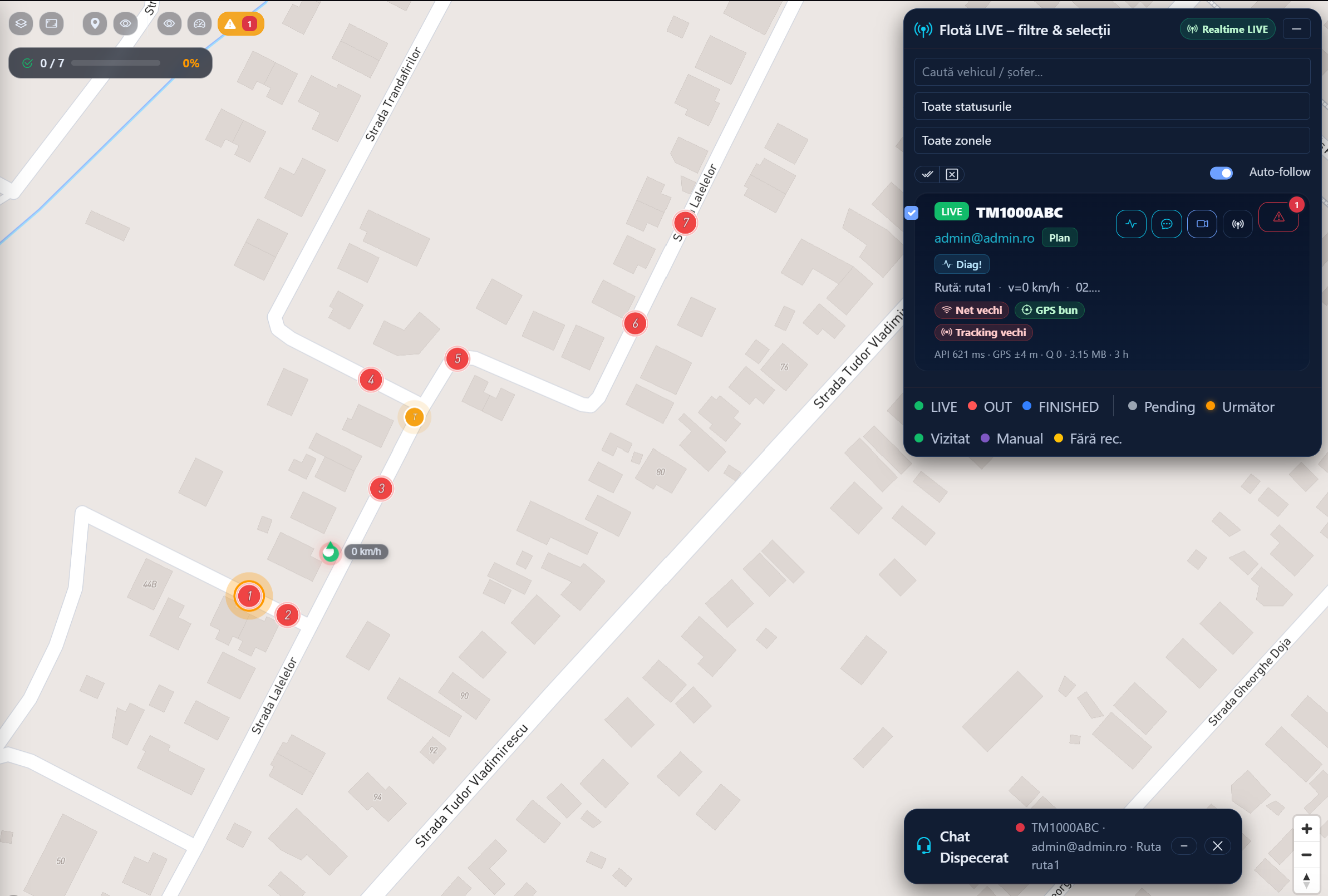 Harta live si monitorizare flota GPS.eclient.ro