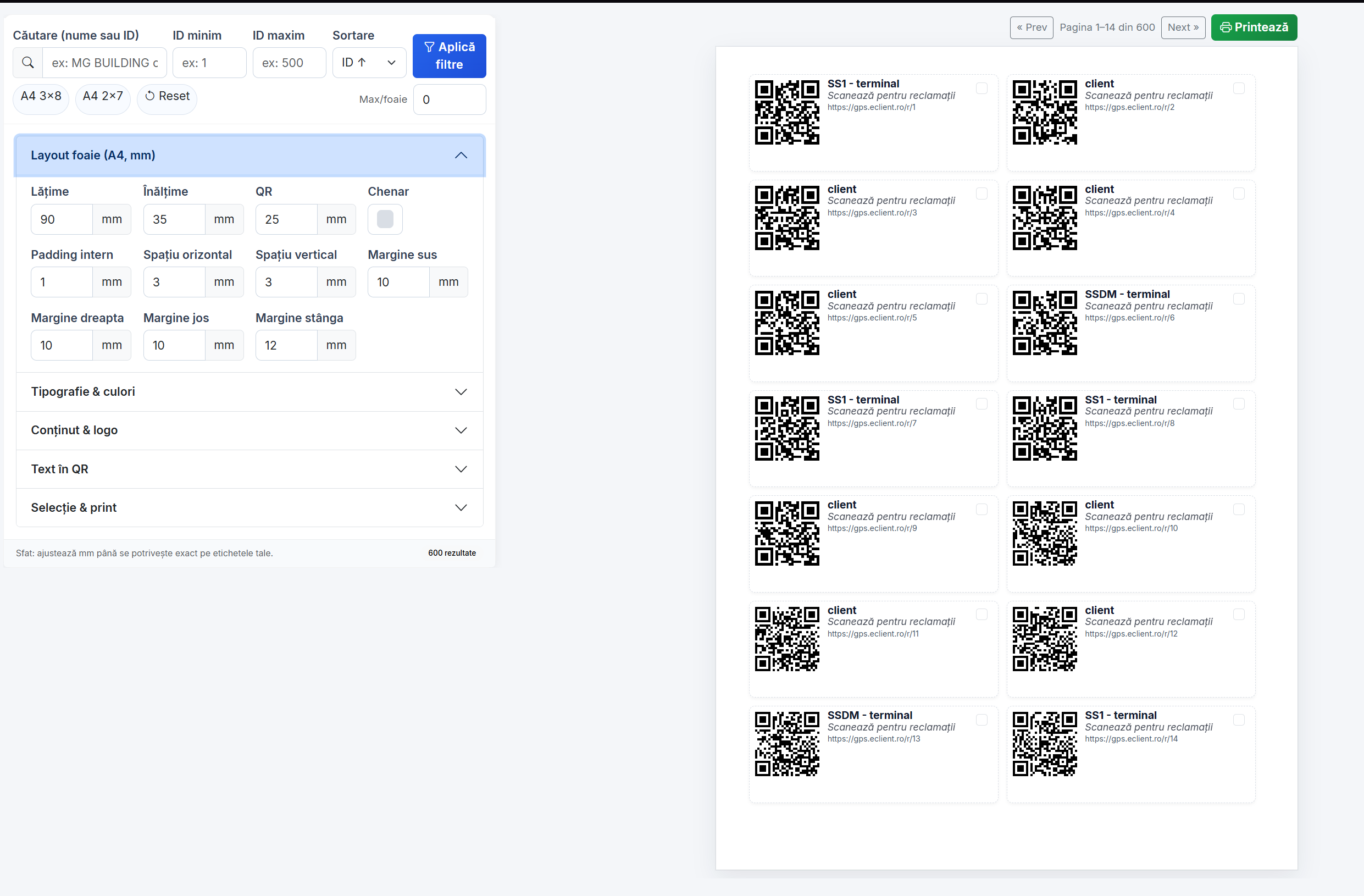 Coduri QR - Identificare client